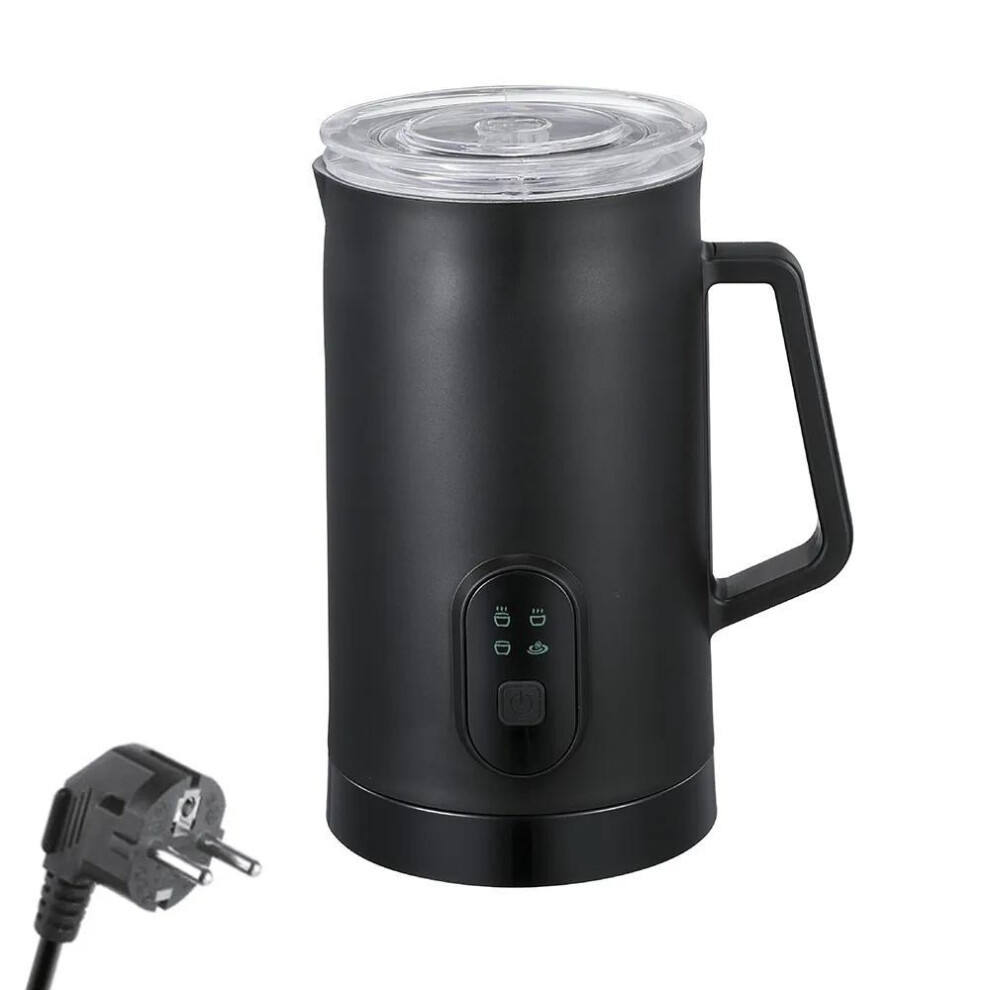 (black, EU Plug) Electric Milk Frother 4-in-1 400w 580ml/19.61oz Hot And Cold Milk Foamer Silent Operation Anti Slip Stainless Steel Milk Steamer
