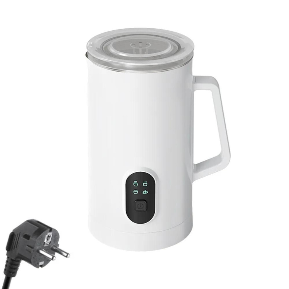 (white, EU Plug) Electric Milk Frother 4-in-1 400w 580ml/19.61oz Hot And Cold Milk Foamer Silent Operation Anti Slip Stainless Steel Milk Steamer