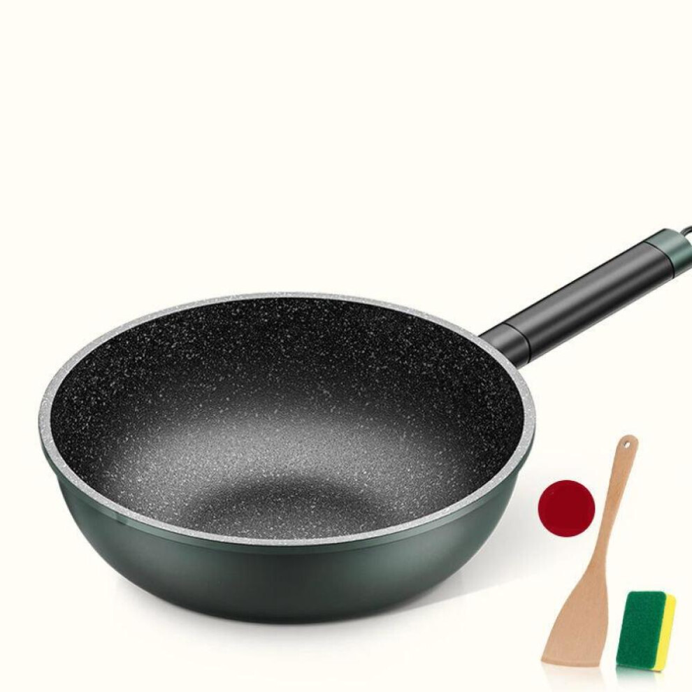 (as the picture, 30cm) Wok Maifan Stone Pan Non-stick Pan Household Wok Induction Cooker Smokeless Dormitory Dual-use Cookware