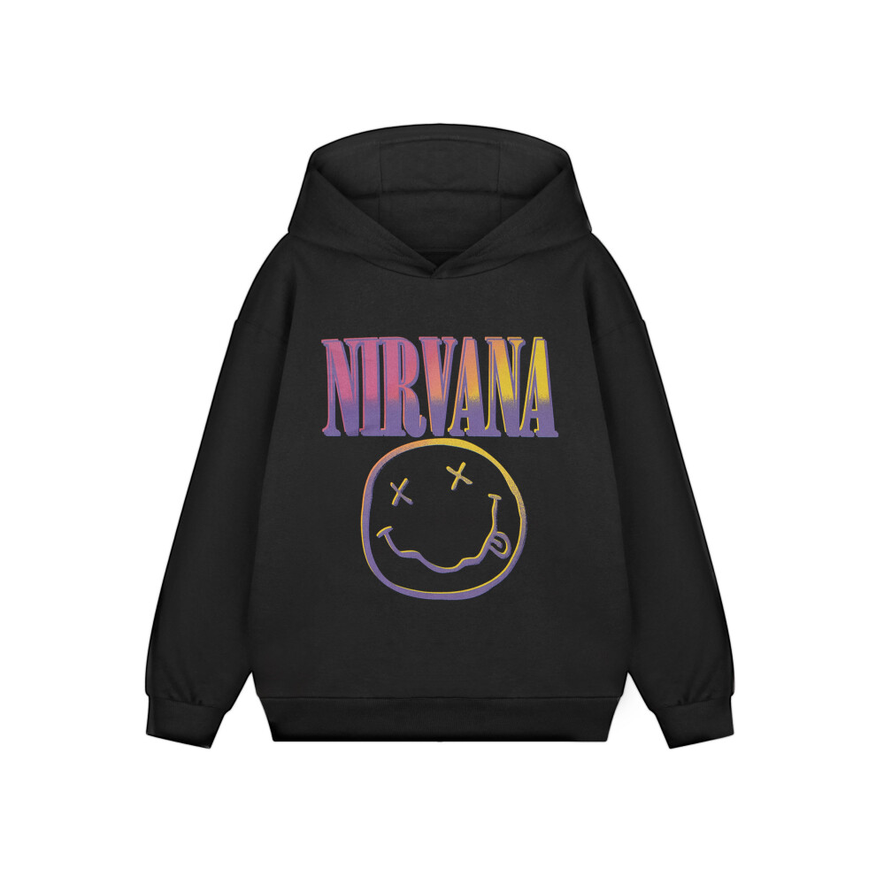 (9-10 Years) Nirvana Hoodie (Unisex Kids Black)