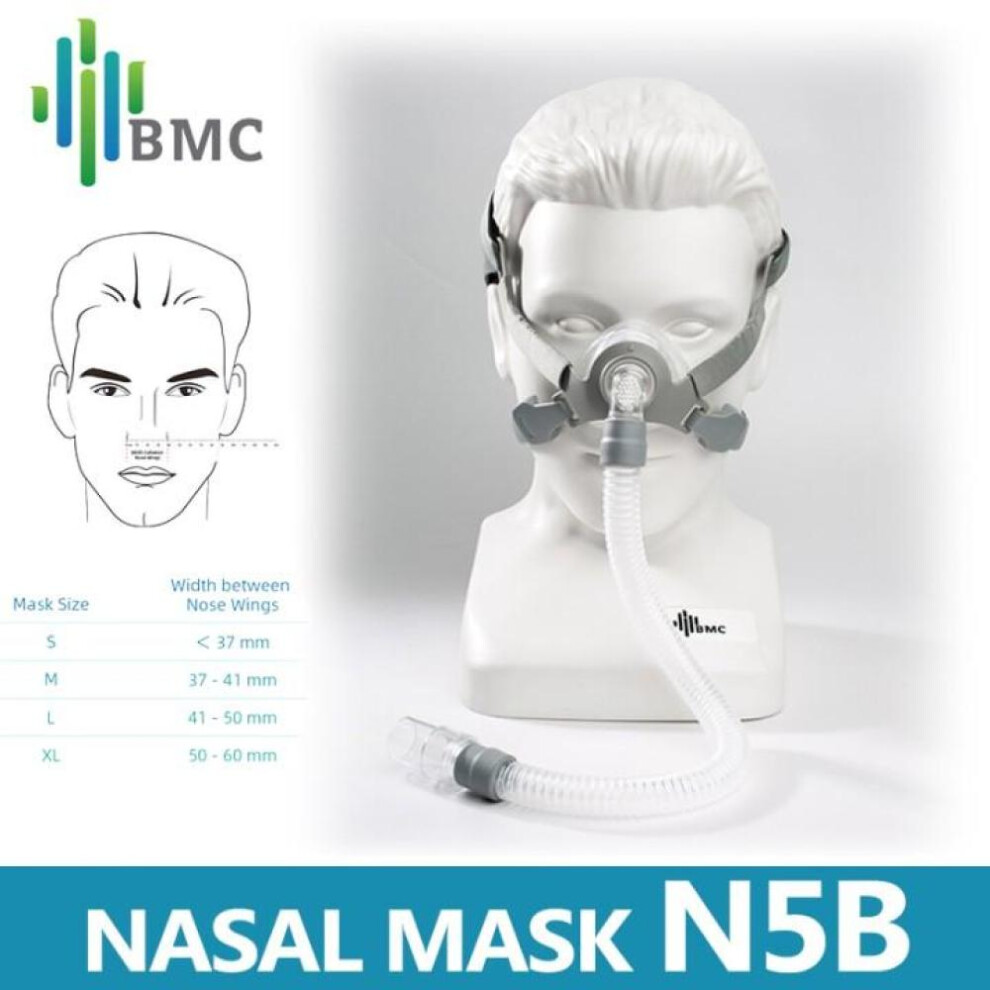 (XL) Bmc Nasal Mask N5b For Cpap Auto Cpap Bpap Ventilator