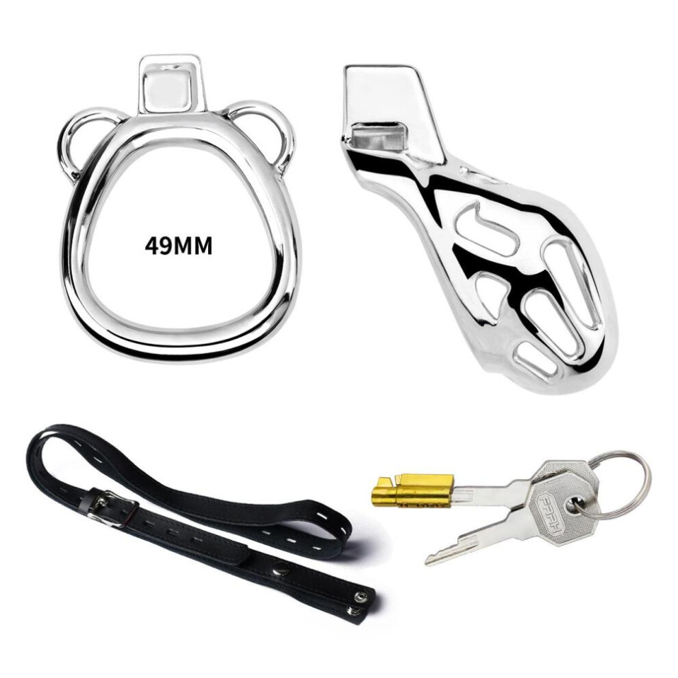 (silver, 49mm) Wearable Male Chastity Lock Stainless Steel Metal Cb Lock Penis Cage   Slave Sex Toy Cock Ring Chastity Belt Bdsm