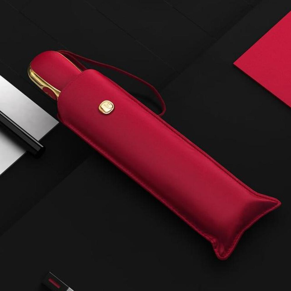 (red) Flat Automatic Umbrella Rain Women Ultralight Travel Sun Umbrella Girls Anti Uv Portable Folding Umbrellas 6 Ribs Parasol