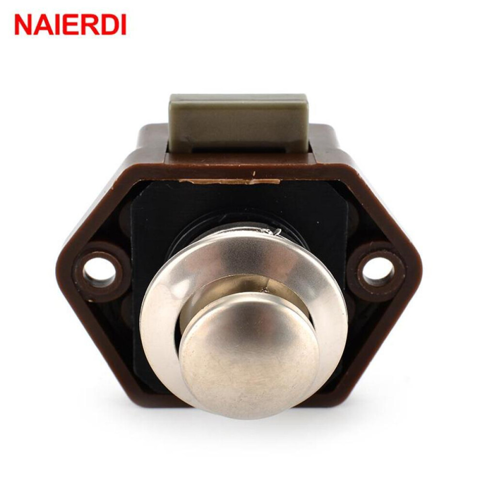 (brown) Naierdi Camper Car Push Lock Diameter 20mm Rv Caravan Boat Home Cabinet Drawer Latch Button Lock