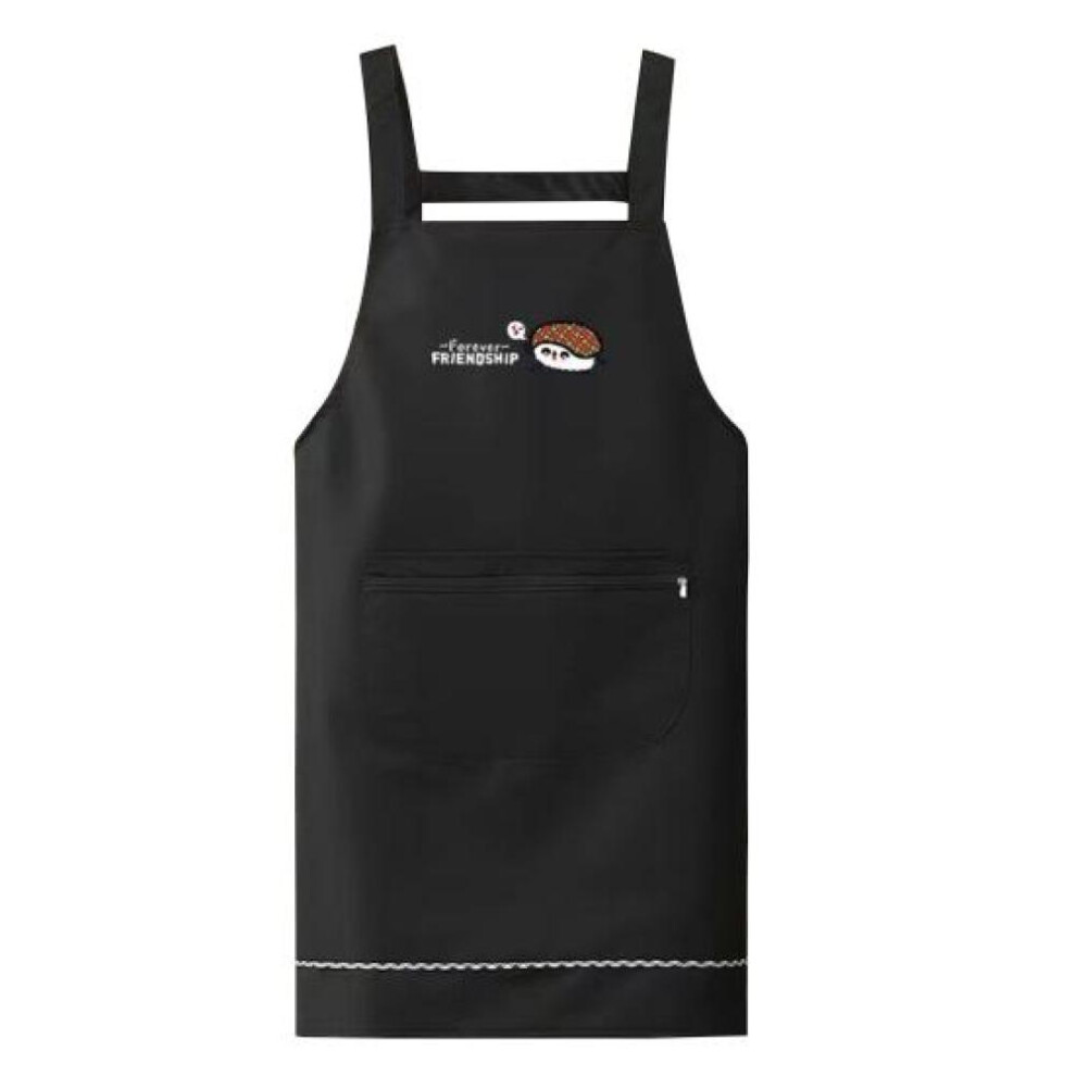 (black) Waterproof Pvc Cooking Apron Japanese Korean Style Oil-proof Non-stick Cooking Chef Apron With Large Front Pockets