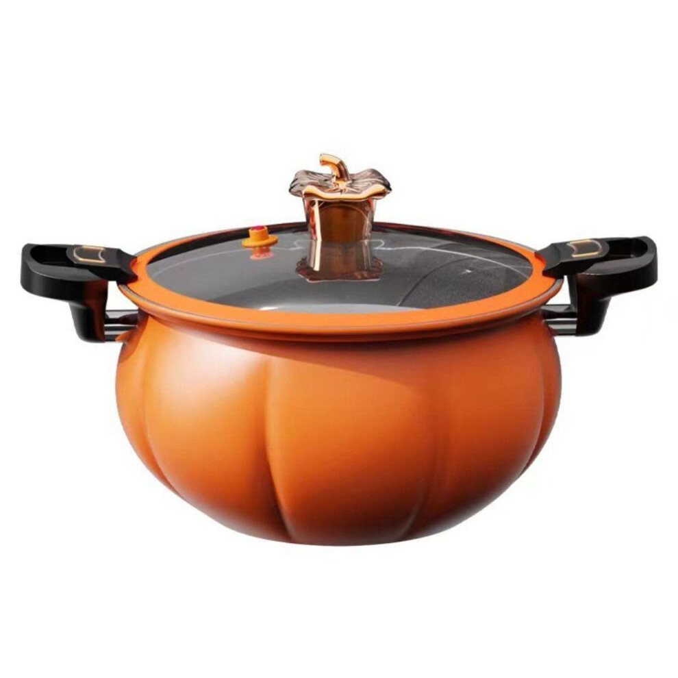 (orange, 5L) 5/8l Pumpkin Micro Pressure Pot Refined Iron Pumpkin Soup Pot Enamel Pot   Induction Cooker