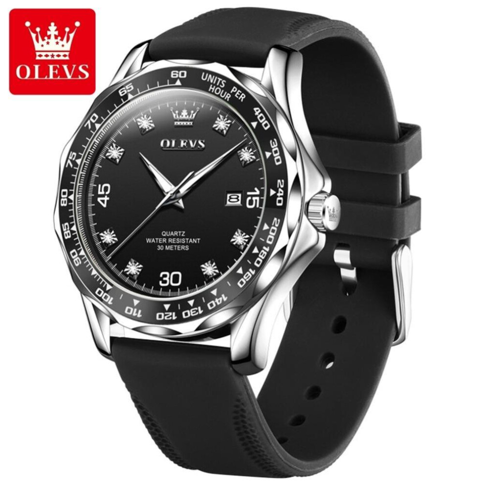 (black) The New Top Men&apos;s Watch Green Water Ghost Quartz Watch The Night Light Leather Belt