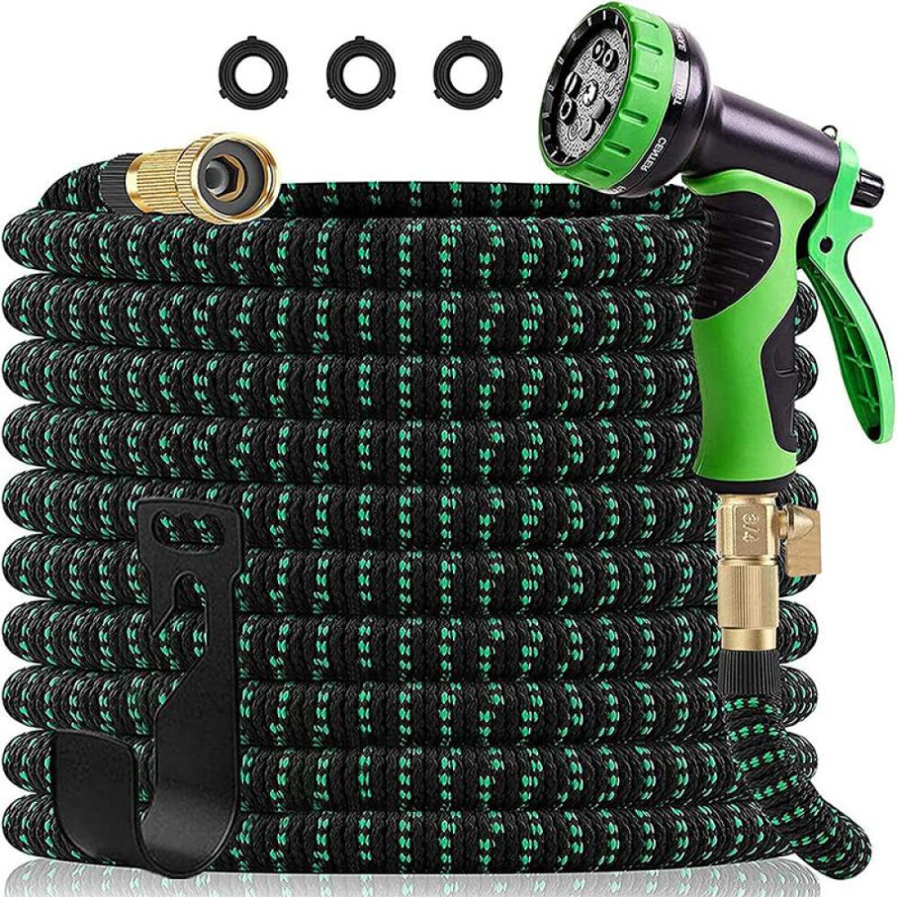 (green, 25FT) Large Garden Hose Pipe Expandable Flexible Used For High-pressure Car Wash Magic Hose, Spray Gun, Outdoor Garden Watering