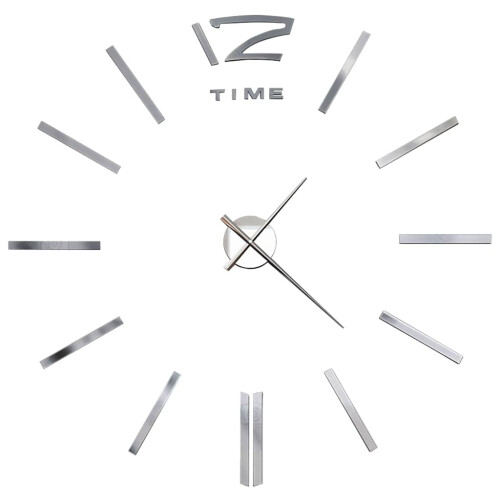 VidaXL vidaXL 3D Wall Clock Modern Design 100cm XXL Silver Home Office Analog Timer 2