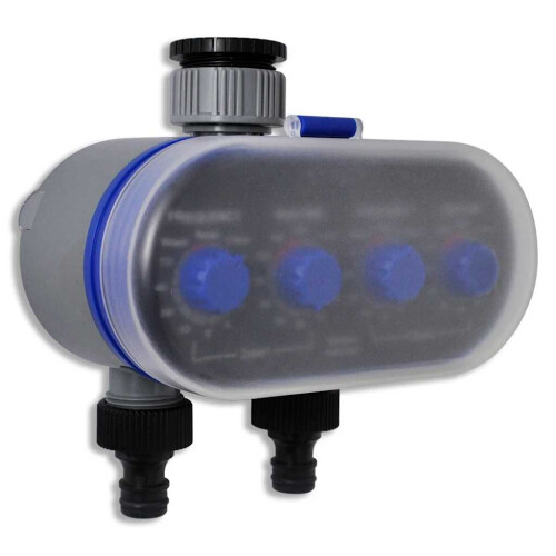VidaXL Electronic Water Timer Irrigation Timer Garden Watering System Double Outlet 2