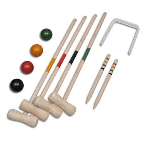 VidaXL 4 Player Wooden Croquet Set Outdoor Lawn Garden Family Game Childrens Kids 1