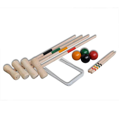 VidaXL 4 Player Wooden Croquet Set Outdoor Lawn Garden Family Game Childrens Kids 2