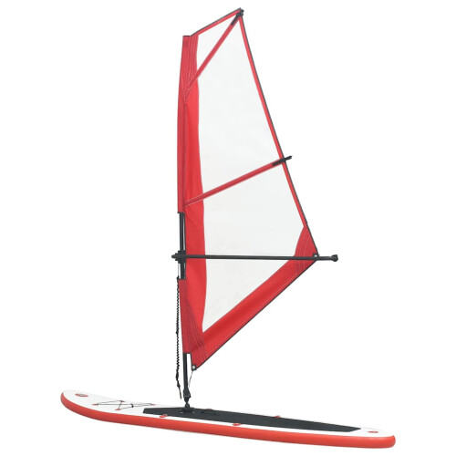 VidaXL vidaXL Inflatable Stand Up Paddleboard with Sail Set Red and White Board Set 2