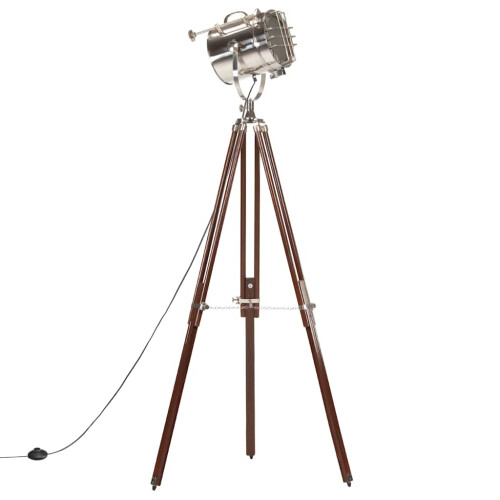 VidaXL vidaXL Solid Mango Wood Tripod Floor Lamp Home Office Pedestal Standing Light 1