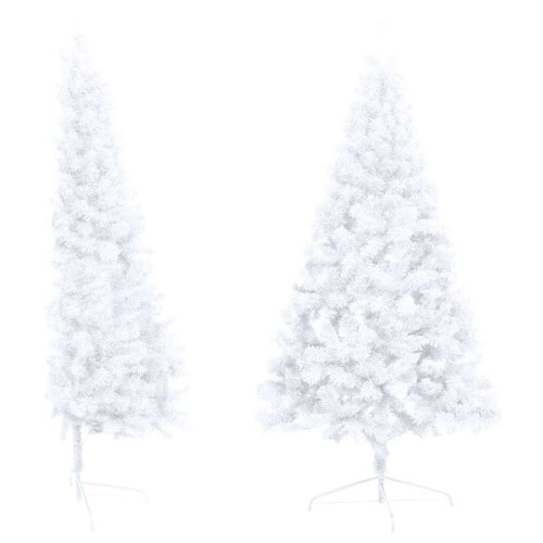VidaXL vidaXL Artificial Half Pre-lit Christmas Tree with Ball Set Xmas Tree White 2