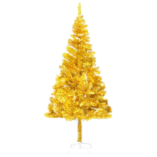VidaXL vidaXL Artificial Pre-lit Christmas Tree with Ball Set Xmas Tree Gold PET 1