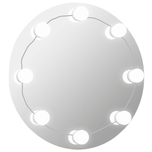 VidaXL vidaXL Wall Mirror with LED Lights Round Glass Wall-Mounted Makeup Mirror 1