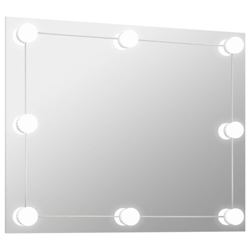 VidaXL vidaXL Wall Frameless Mirror with LED Lights Rectangular Glass Makeup Mirror 1