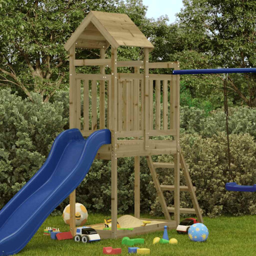 VidaXL (solid impregnated pinewood) vidaXL Play Tower Climbing Frame Garden Play Tower with Ladder Solid Wood Pine 1