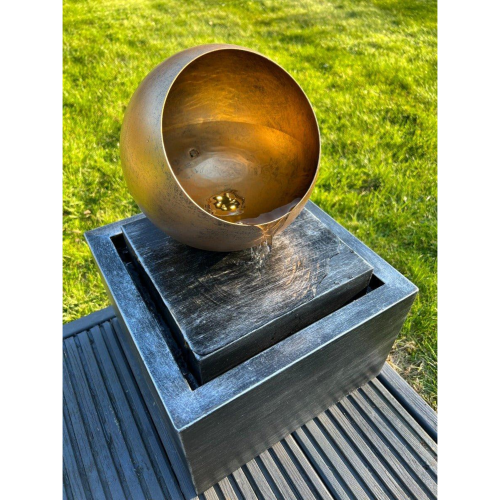 AllPondSolutions Golden Globe Box Light Water Feature with LED Lights - Solar 1