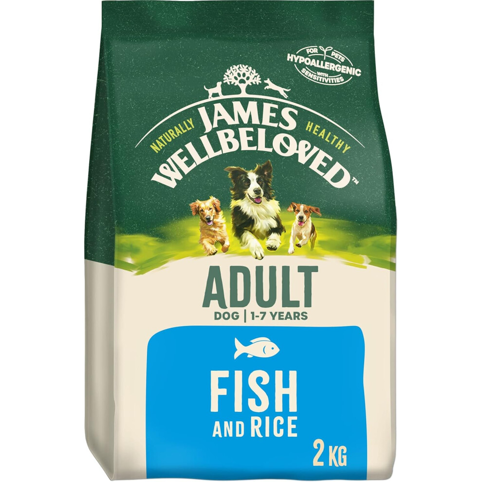 (James Wellbeloved Adult Fish & Rice 2 kg Bag, Hypoallergenic Dry Dog Food) James Wellbeloved Adult