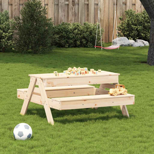 VidaXL vidaXL Picnic Table with Sandpit for Kids Sand Play Table Solid Wood Pine 2
