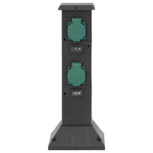 VidaXL vidaXL Outdoor Socket Column 4-Way Power Socket Electrical Outlet Black&Green 1