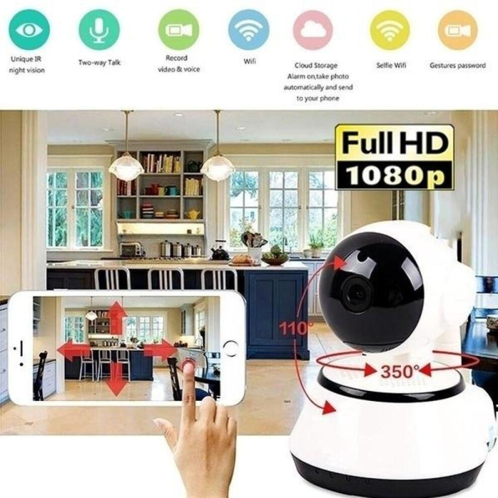 (as the picture, UK) Smart Home Wifi Camera Ip Wireless Surveillance Two Way Audio Cctv Pet Baby Monitor Security Indoor Camera