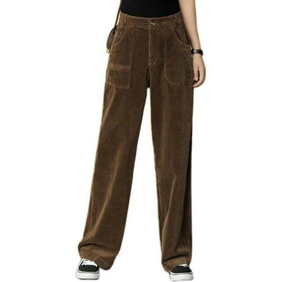 (brown, M) Corduroy Wide-leg Pants Women&apos;s New Winter High-waisted And Thin Wild Loose Drape Straight Long Pants