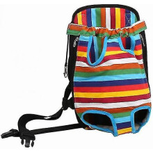 (Rainbow stripes) Hands-free Adjustable Backpack Travel Bag For Pets Breeds Outdoor