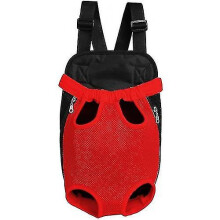 (Mesh*Red) Hands-free Adjustable Backpack Travel Bag For Pets Breeds Outdoor