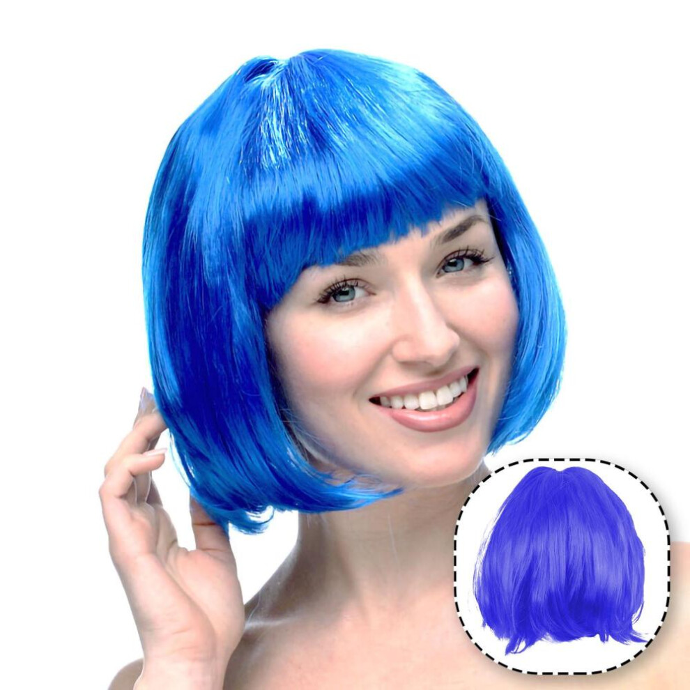 (blue, One Size) Wig Cabaret Charleston Wig Carnival And Party Charleston Wig