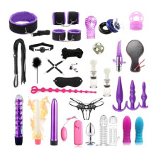 (as the picture, PL) 35 Pcs/set Toys for Adults Sex Products Sex Bondage Set Handcuffs Dildo Vibrato