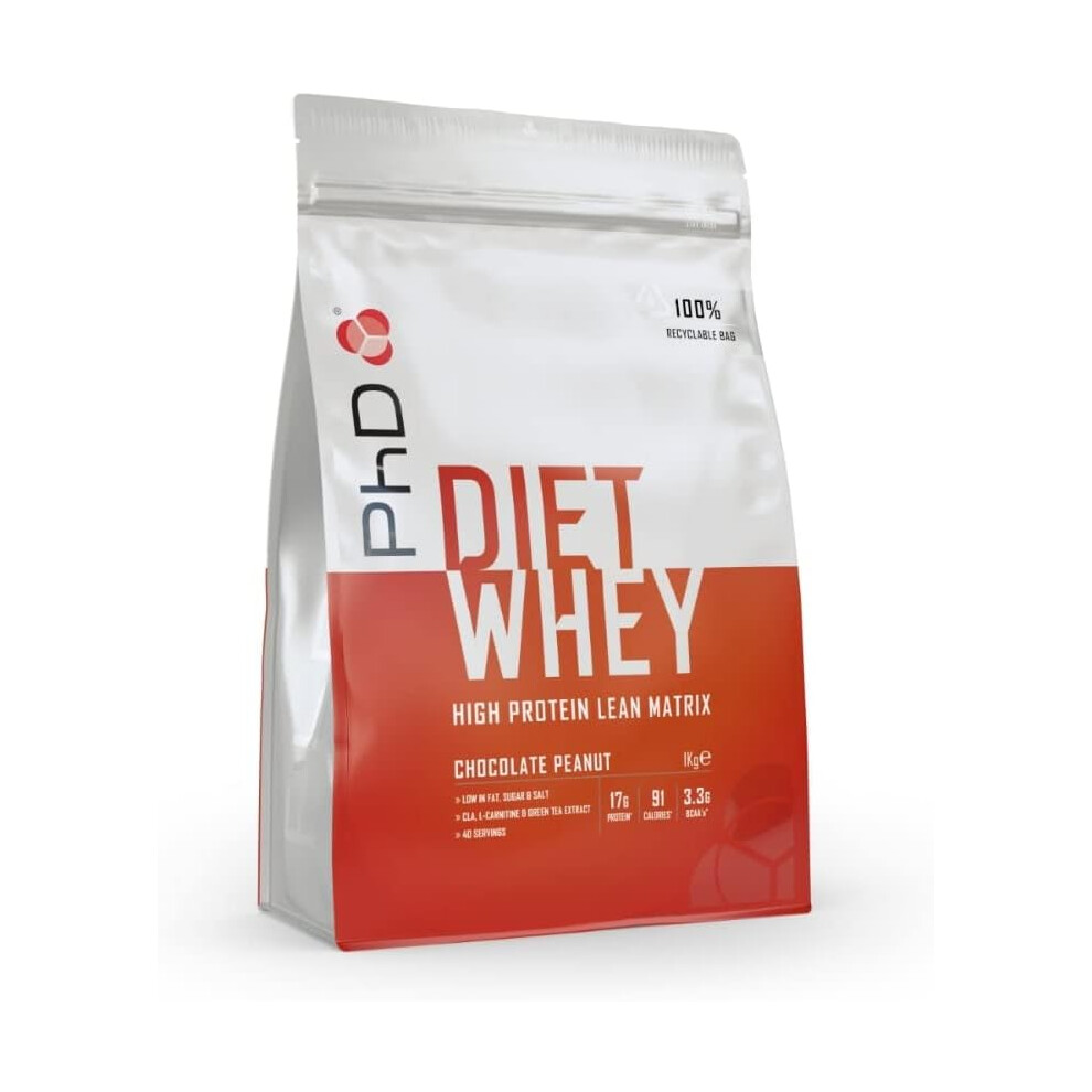 (PhD Nutrition Diet Whey Low Calorie Protein Powder, Low Carb, High Protein Lean Matrix, Chocolate Peanut Butter Protein ) PhD Nutrition Diet Whey