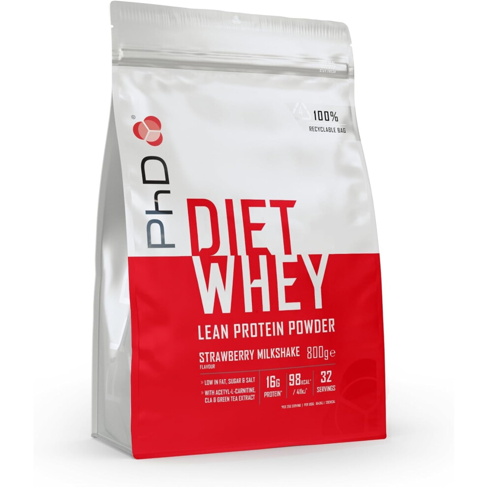 (PhD Nutrition Diet Whey High Protein Lean Matrix, Strawberry Delight Diet Whey Protein Powder, 16g of Protein, 40 Servin) PhD Nutrition Diet Whey