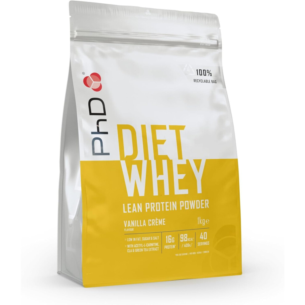 (PhD Nutrition Diet Whey High Protein Lean Matrix, Vanilla CrÃ¨me Whey Protein Powder, 16g of Protein, 40 Servings Per 1 k) PhD Nutrition Diet Whey