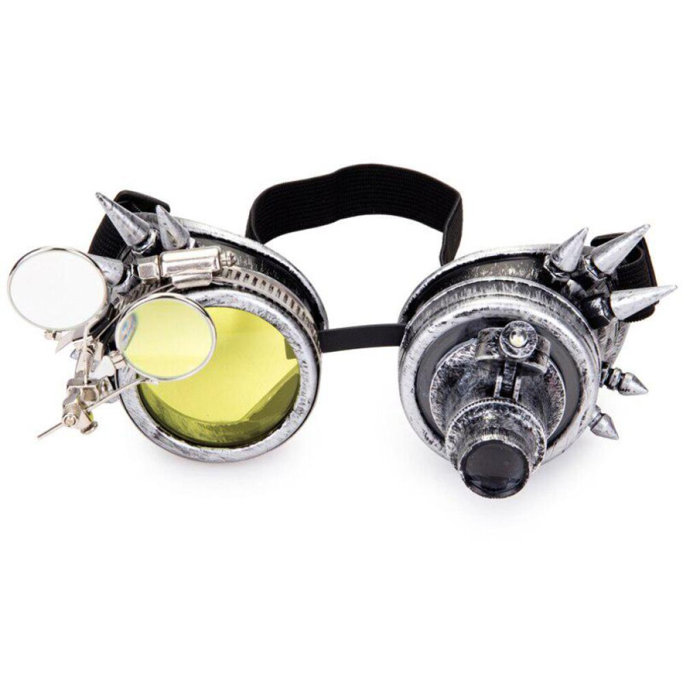 (silver) Rivet Goggles Men Women Steampunk Vintage Round Sun Glasses Gothic Goggles Vintage Retro Punk Sunglass