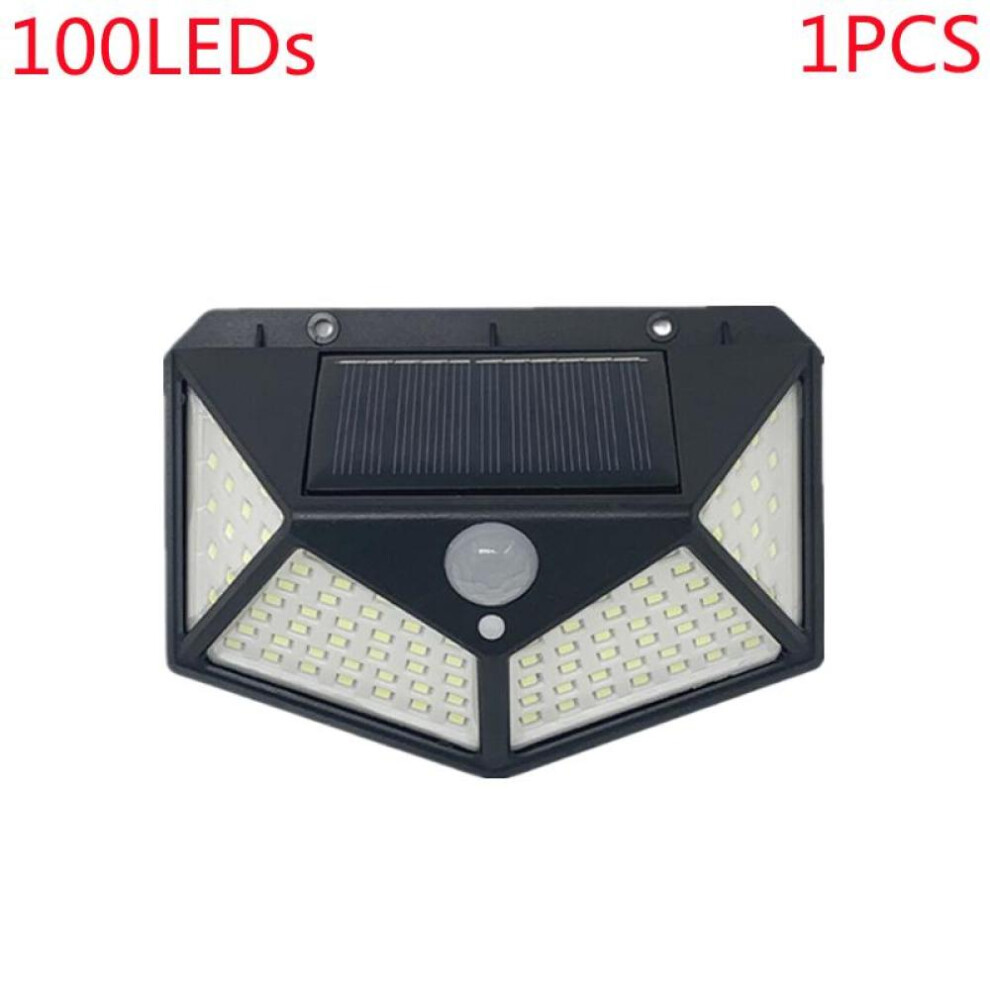 (100LEDs Black) Outdoor 100 Led Solar Light Motion Sensor Waterproof Sunlight Garden Decoration Street Lights Solar Powered Lantern Wall Lamp