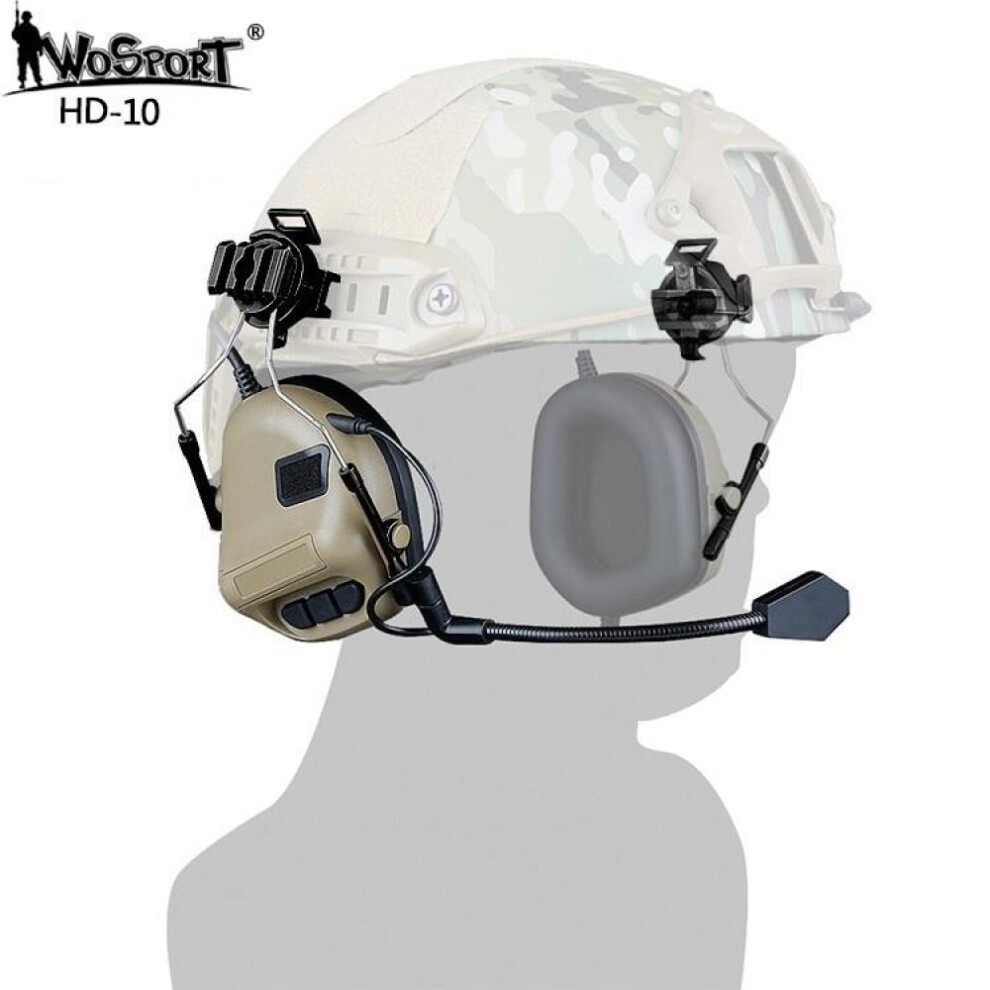 (tan) Tactical Helmet Headset With Fast Helmet Rail Adapter Peltor Comtac Headset Military Headphone