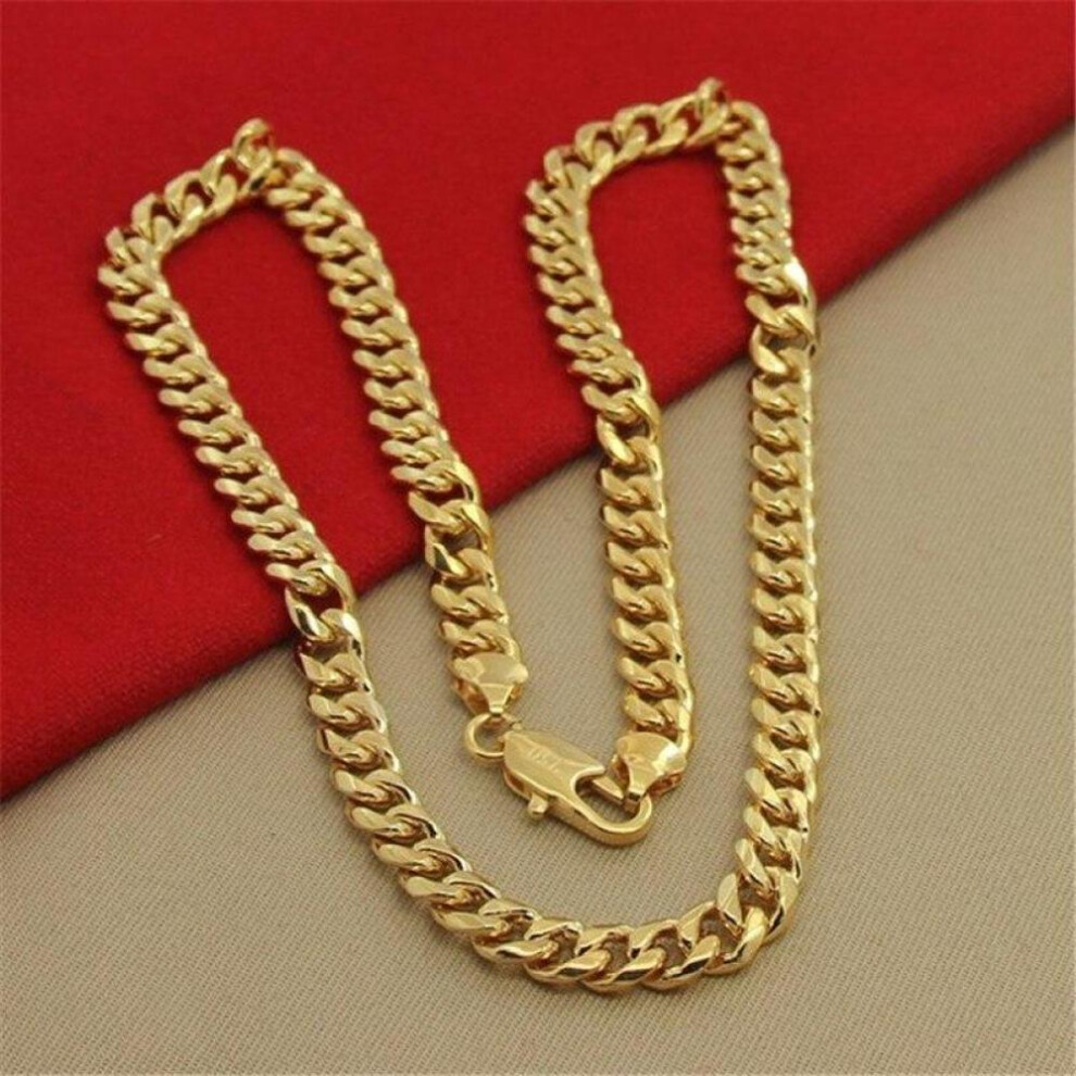 (as the picture, 60cm) 925 Sterling Silver Necklace 6mm Sideways Electroplating 24k Gold Necklace For Men &apos;s Party Charm Jewelry Gift