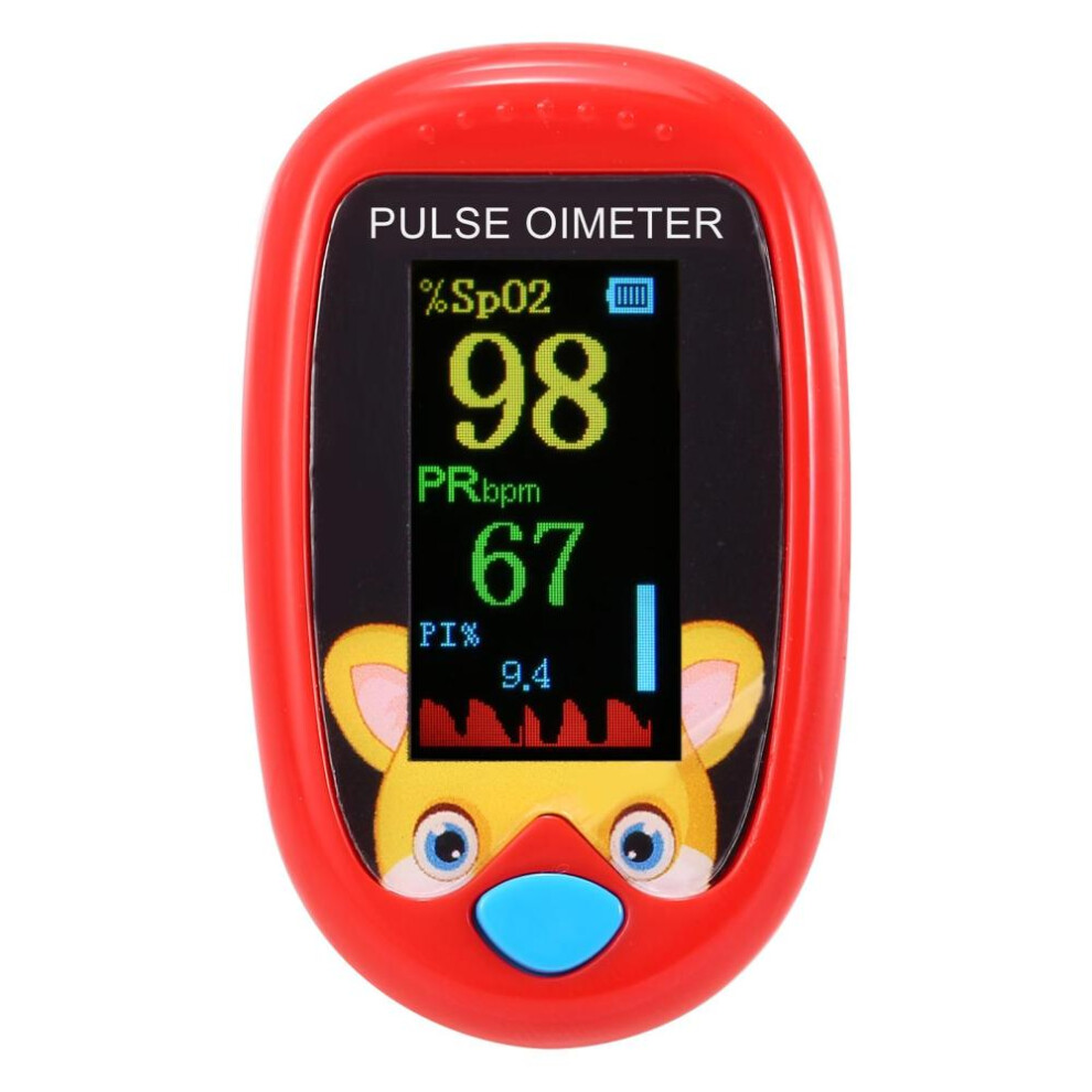 (Red) Children Pulse Oximeter Fingertrip Mini Spo2 Monitor Oxygen Saturation Monitor Pulse Rate Measuring Red