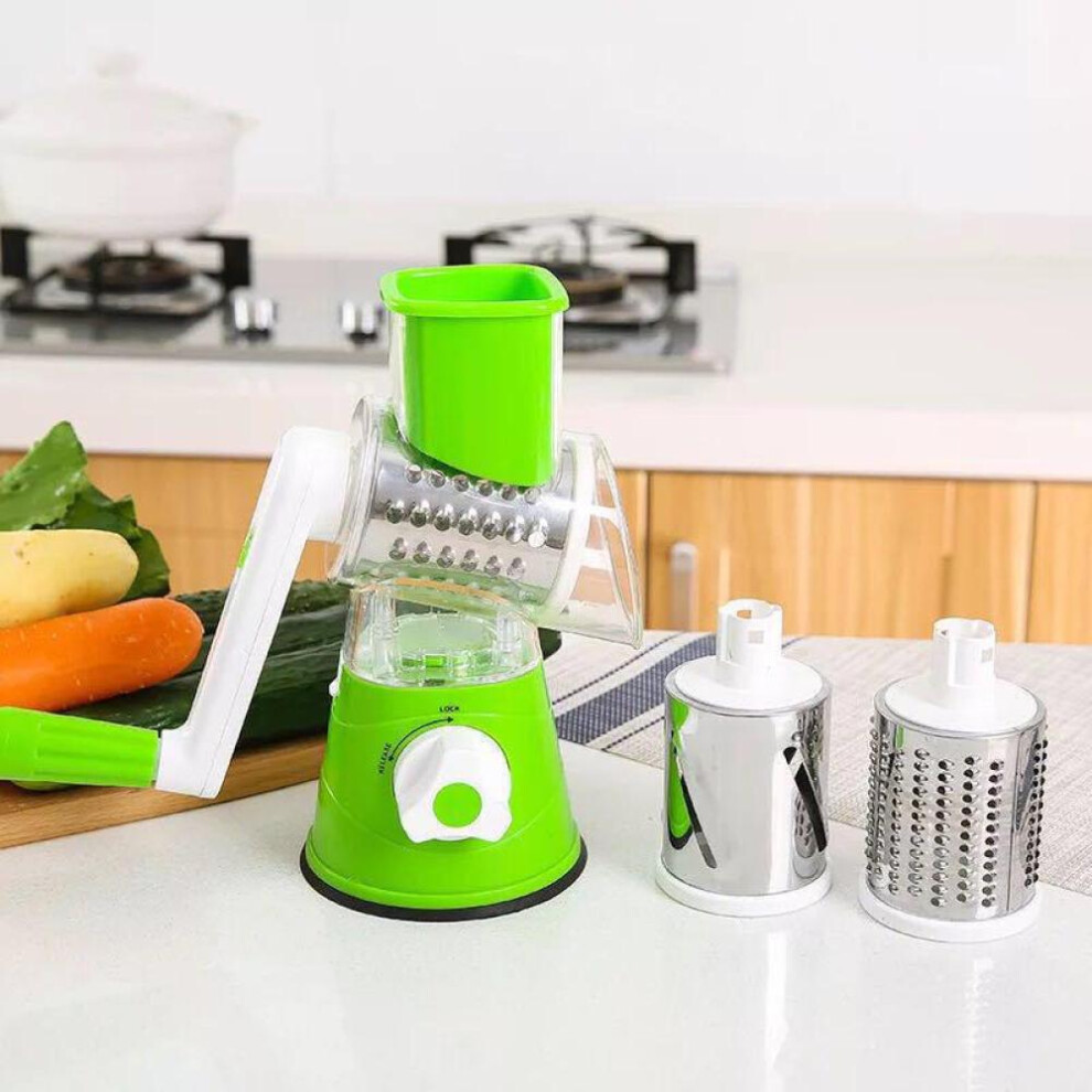 (green) Vegetable Cutter Round Mandoline Potato Carrot Grater Slicer  Stainless Steel Multifunction Chopper Blades Kitchen Accessories