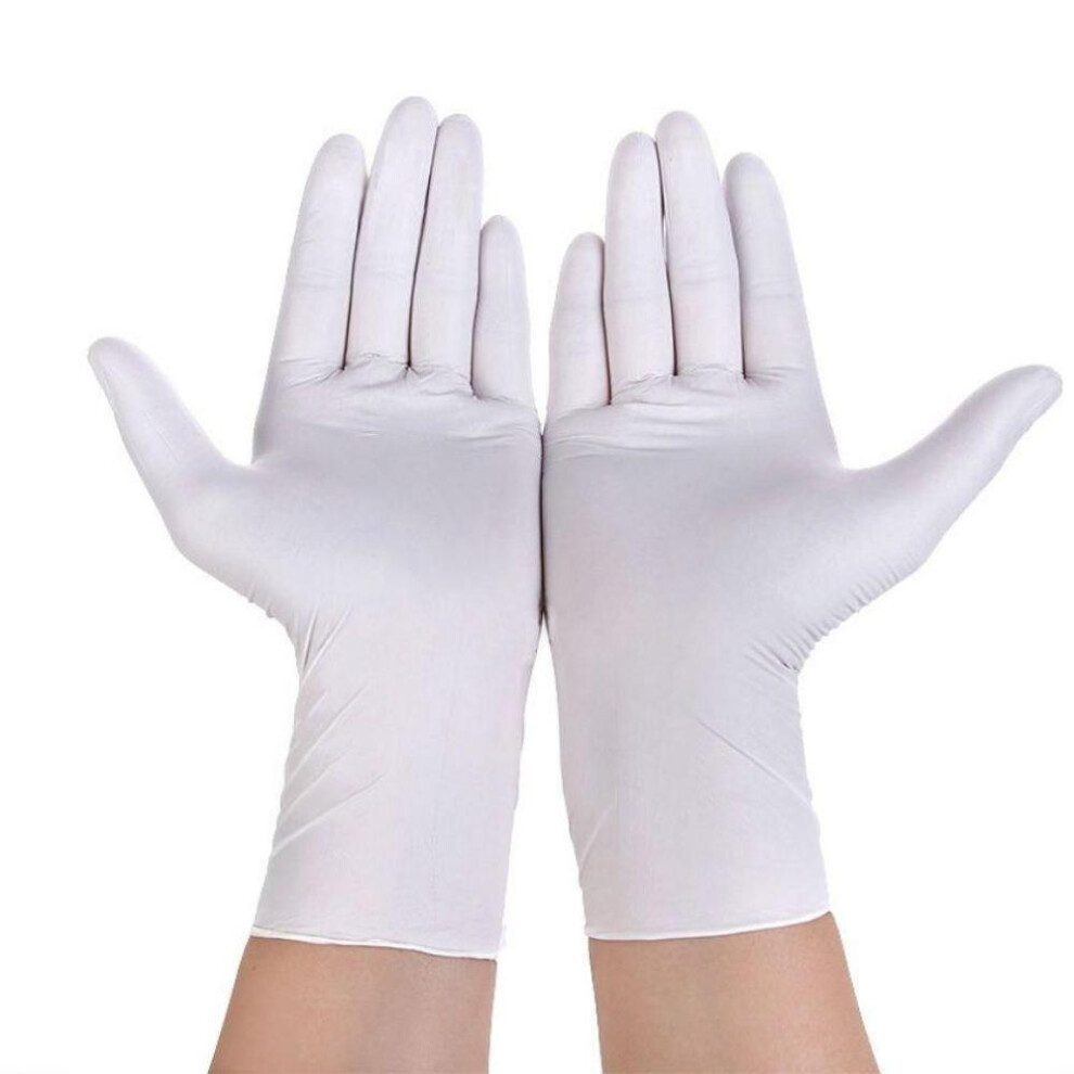 (white, S) 100pcs Food Grade Disposable Latex Gloves Doctor Catering Kitchen Dishwashing Thickened Rubber Rubber Silicone Nitrile Gloves