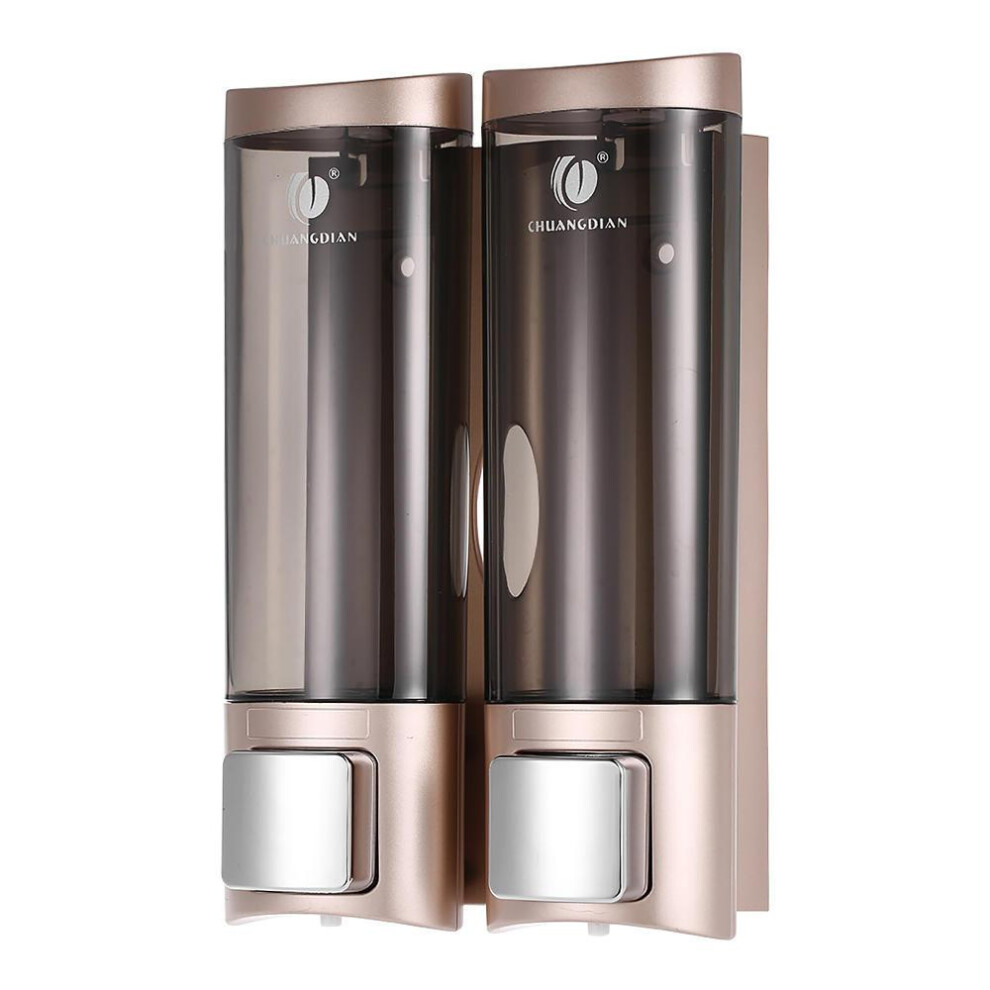 (champagne,gold) Manual Hand Soap Dispenser Wall Mount Double Liquid Shampoo Shower Gel Dispenser For Hotel 200mlx2