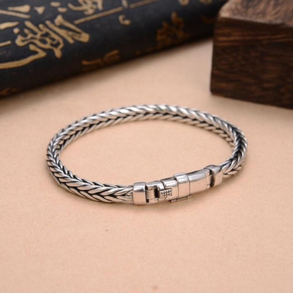 (as the picture, 18cm) Retro Fashion Hand Woven Bolt Keel Bracelet Trendy Man Simple Personality Couple Versatile Cool Sale Anditems