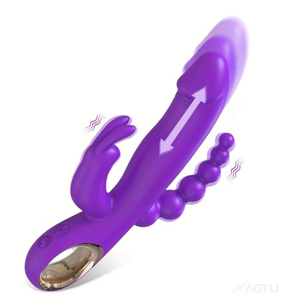 (purple) 1pc Thrusting Dildo Rabbit Vibrator Sex Toys G Spot Anal Vibrator For Women 10 Vibrating Modes Vagina Stimulator Massager