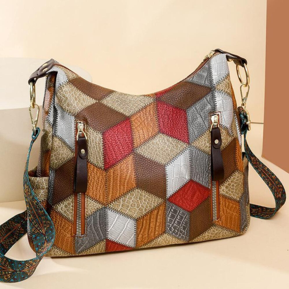 (red, 30x10x26cm) Yogodlns Patchwork Clashing Colors Shoulder Bag High Quality Handbag Women&apos;s Bag Luxury Design Crossbody Bag Female Messenger Tote