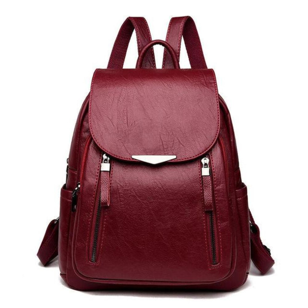 (wine red, 25*9*28cm) Yogodlns Women Leather Backpacks High Quality Female Vintage Backpack For Girls School Bag Travel Bagpack Ladies Sac A Dos Back Pack