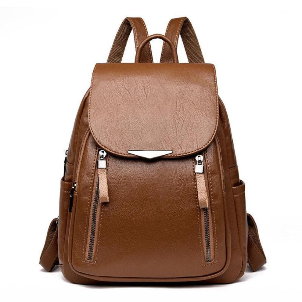 (brown, 25*9*28cm) Yogodlns Women Leather Backpacks High Quality Female Vintage Backpack For Girls School Bag Travel Bagpack Ladies Sac A Dos Back Pack
