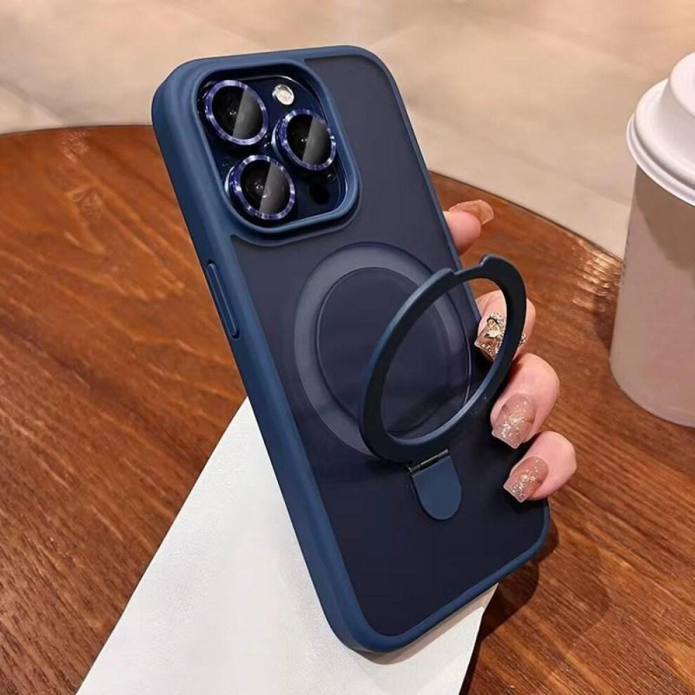 (navy blue, iPhone 14 Pro) Luxury Magsafe Wireless Charging Case For Iphone 11 12 13 14 15 16 Pro Max Plus Magnetic Ring Bracket Camera Protection Cov